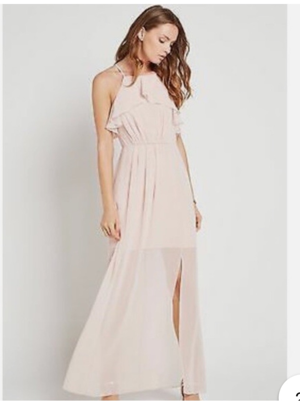 BCBGeneration Rose Smoke Ruffle Halter Maxi Dress